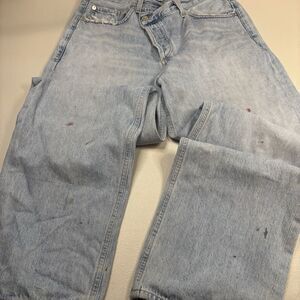 Agolde Criss Cross Upsized Jean in Suburbia SIZE 28 Distressed Paint Spots Rare